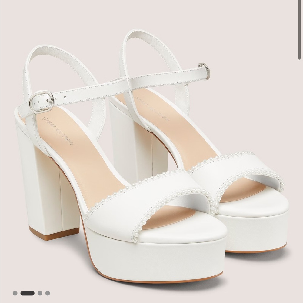 NWT Stuart Weitzman White Platform with Pearl